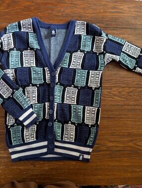 Doctor Who TARDIS Knit Cardigan - Novelty Phone Box Pattern